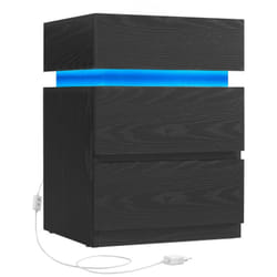 Vasagle Table de Chevet, avec Bande led Multicolore Réglable, 3 Tiroirs, Table d'Appoint de Style Moderne, 35 x 40 x 55 cm, Noir Boisé
