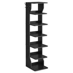 Étagère à Chaussures Fine, Meuble de Rangement sur Pieds 7 Niveaux, Gain de Place, pour Entrée, Coin, Rangement Chaussures, Noir