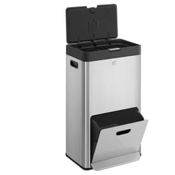 Songmics - Poubelle de Cuisine, Volume de 2 x 17L et 26L, 3 Compartiments pour Ordures Ménagères, Déchets Alimentaires et Recyclable, Filtre à