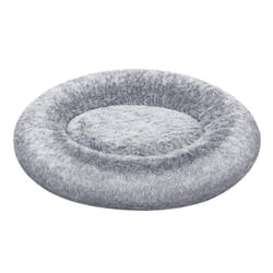 Panier pour Chien, Lit Rond en Forme de Beignet, Canapé, Coussin Central Amovible et Lavable, Tissu Peluche Doux, Ø120 cm, Gris Ombré