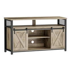 Vasagle - Meuble tv, Support pour Téléviseur jusqu'à 60 Pouces, Table Télé avec Étagères Réglables, Porte Coulissante, Cadre en Métal, Couleur Chêne
