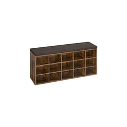 Songmics - vasagle Banc à Chaussures, Meuble d'Entrée, Rangement Chaussures, Assise Rembourrée et 15 Compartiments, Étagère Porte-Chaussures,