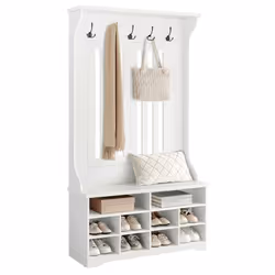 Description générale Gardez votre entrée organisée et agréable avec ce vestiaire multifonctionnel qui combine un porte-mantea ...