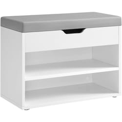 Banc à Chaussures, Meuble à Chaussures avec Siège Rembourré, Banc d’Entrée avec 3 Compartiments et Assise Rembourrée, 30 x 60 x 44 cm, pour Entrée,