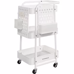 【SOLIDE ET DURABLE】Fabriqué en acier de première qualité, ce chariot de rangement comporte 3 étagères en maille métallique, c ...