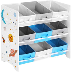 Songmics - tagère de Rangement Enfant pour Jouets et Livres, 9 Boîtes Amovibles Tissu Non-tissé, pour Chambre d'Enfant, Salle de Jeux, Garderie,