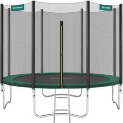 Trampoline Extérieur, tüv Rheinland gs Certifica, avec Échelle, Filet de protection, Poteaux recouverts, Diamètre 305cm, Noir et Verte,STR10GN