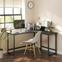 Vasagle - Bureau en forme de l, Table d'angle avec support d'écran, pour étudier, jouer, travailler, gain d'espace, pieds réglables, cadre