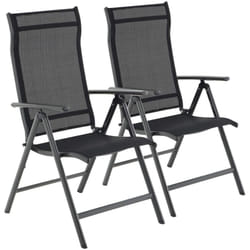 Lot de 2 Chaises de Jardin Pliables, bain de soleil, transat, Sièges d'extérieur, Cadre en Aluminium Robuste, Dossier réglable sur 8 Positions,