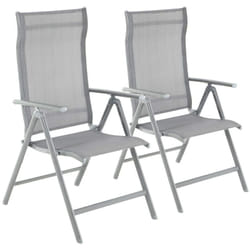 Songmics - Lot de 2 Chaises de Jardin Pliables, bain de soleil, transat, Sièges d'extérieur, Cadre en Aluminium Robuste, Dossier réglable sur 8