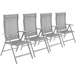 Songmics - Lot de 4 Chaises de Jardin Pliables, bain de soleil, transat, Sièges d'extérieur, Cadre en Aluminium Robuste, Dossier réglable sur 8