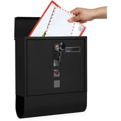 Songmics - Boîte aux Lettres Murale, avec Serrure avec Cache, Fenêtres de Visualisation, Emplacement pour Nom, Rouleau pour Journaux, Facile à