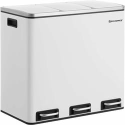 Songmics - Poubelle Cuisine, 3 x 18L, Poubelle de Tri, 3 Compartiments, Déchets, Compost, Couvercles à Fermeture en Douceur, Pédales, Seaux