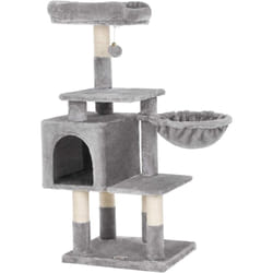 Songmics - feandrea Arbre à Chat Multi-Niveaux, Hauteur 110cm, Niche, Gris Clair PCT52W