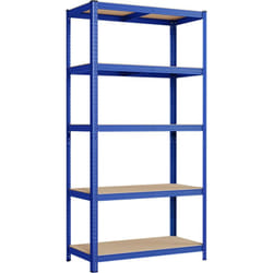 Rayonnage Étagère à 5 niveaux, 50 x 100 x 200 cm, Capacité 600 kg, Planches Réglables, Style Industriel, Bleu