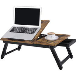 Songmics - Table de lit, Support pour Ordinateur Portable, Plateau de Service Petit-déjeuner, avec Tablette et Pieds réglables, pour écran jusqu'à