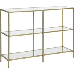 Songmics - vasagle Table console, Table d'entrée, Bout de canapé, à 3 niveaux, en verre trempé, Étagère de rangement moderne, robuste, facile à