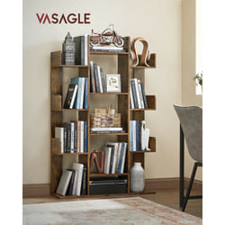VASAGLE Bibliothèque arbre, Étagère à 13 compartiments, Meuble de rangement, 86 x 25 x 140 cm, avec coins arrondis et rebords, Marron rustique par