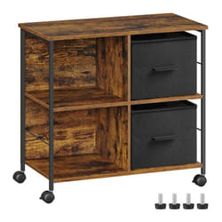 Vasagle - Caisson Bureau, Support pour Imprimante, Mobile, 2 Tiroirs en Tissu, Montage Facile, Étagères Ouvertes, pour Format A4, Dossiers Suspendus,