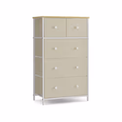 Description générale Cette commode élégante et pratique avec 5 grands tiroirs offre une solution de rangement idéale pour tou ...