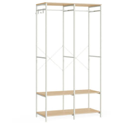 Songmics - Armoire Vêtements Portable, Penderie Métal Pliable, Étagères de Rangement avec Tringle, Crochet Amovible, 40 x 94,5 x 180 cm, Beige Naturel