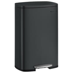 Poubelle Cuisine 50L, Poubelle Bureau, Fermeture en Douceur, avec Pédale, en Acier, Seau Intérieur, Noir - Songmics