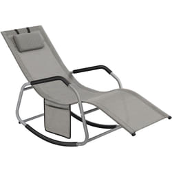 SONGMICS Fauteuil à Bascule, Chaise Longue à Bascule avec Butées Anti-renversement, Appui-tête Réglable, Cadre en Acier, Tissu Respirant, Pochette,