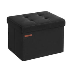 Songmics - Banc de Rangement Pliable de 41 cm, Coffre de Rangement, Tabouret Repose-Pieds, Pouf de Chambre, Noir Pur