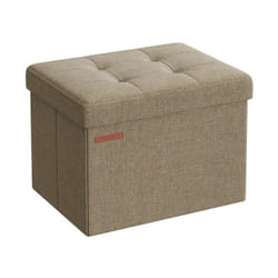 Songmics - Banc de Rangement Pliable de 41 cm, Coffre de Rangement, Tabouret Repose-Pieds, Pouf de Chambre, Taupe Clair