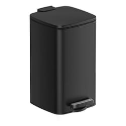 Songmics - Poubelle de Salle de Bain, Corbeille à Déchets à Pédale avec Couvercle, 8L, pour les Petits Espaces, Fermeture en Douceur, en Acier, Noir