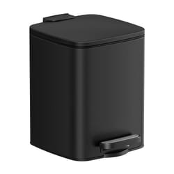 Poubelle de Salle de Bain, Corbeille à Déchets à Pédale avec Couvercle, 6L, pour les Petits Espaces, Fermeture en Douceur, en Acier, Noir