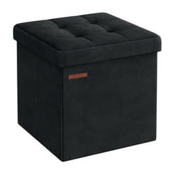 Songmics - Banc de Rangement, Boîte Pliable en Velours, Repose-Pieds avec Couvercle, 38 x 38 x 38 cm, Capacité de Charge 300 kg, pour Couloir, Salon,