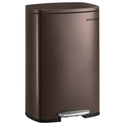 SONGMICS Poubelle Cuisine 50L, Poubelle Bureau, Fermeture en Douceur, avec Pédale, en Acier, Seau Intérieur, Marron