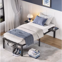 Description générale Ce lit moderne est conçu avec deux étagères de rangement intégrées, offrant un espace pratique pour vos  ...