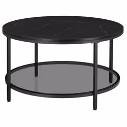 Description générale Découvrez notre table basse au style moderne minimaliste, arborant un plateau noir marbré et une élégant ...