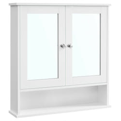 Vasagle - Armoire Murale, Meuble Salle de Bain, Placard de Rangement, Armoire Suspendue, 2 Portes-miroir et Compartiment Ouvert, Étagère Réglable, 15