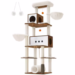 [XXL, pour foyers avec plusieurs chats] Faites plaisir à vos chats avec cet arbre à chat de 197 cm ! Avec ses 2 niches et ses ...