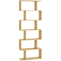 Bibliothèque, Étagère à 6 niveau, Meuble de rangement, Cloison Séparateur, pour Salon, Chambre, Bureau, Couleur Chêne Naturel - Vasagle