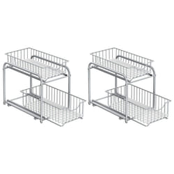 SONGMICS Lot de 2, Organiseur de Cuisine, Étagère sous Évier, 2 Paniers Coulissants, Empilable, Rangement dans Placard, sous Lavabo, avec Tiroirs,