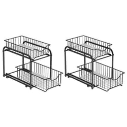Songmics - Lot de 2, Organiseur de Cuisine, Étagère sous Évier, 2 Paniers Coulissants, Empilable, Rangement dans Placard, sous Lavabo, avec Tiroirs,