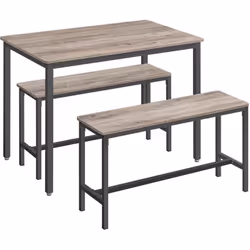 [Ensemble de meubles pour 4] Cet ensemble de salle à manger comprend une table et 2 bancs, offrant un espace spacieux pour 4  ...