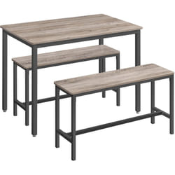 Vasagle - Table à Manger avec 2 Bancs, Ensemble de 3 Meubles, Table de Salle à Manger de 70 x 110 x 75 cm, 2 Bancs de 30 x 97 x 50 cm, Cadre en