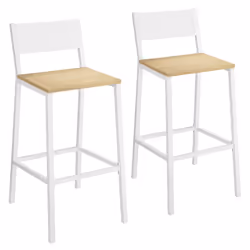 Description générale Ces tabourets au design industriel, avec des panneaux beige chêne et un métal blanc intense, ajoutent un ...
