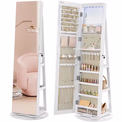 Faites tourner cette armoire : Cette armoire à bijoux pivote à 360 degrés pour un accès facile aux objets sur l’étagère à 3 n ...