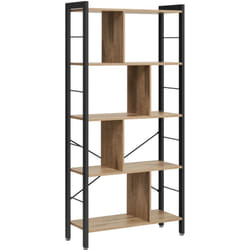 Vasagle - tagère, Bibliothèque, Étagère de Bureau à 5 Niveaux, Étagère sur Pied, Bibliothèque Ouverte, Grande, Structure Métallique, Style