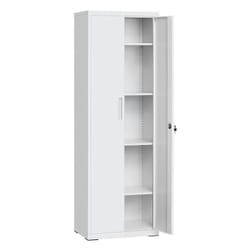 Songmics - Meuble de Rangement Bureau, en Acier, Placard, avec 5 Étagères, Doubles Portes, Serrure, Armoire à Outils, Étagères Réglables, pour