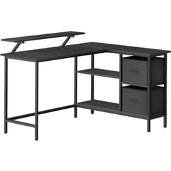 Vasagle - Bureau en Forme de l avec 2 Tiroirs Spacieux, Bureau Gaming avec Support pour Écran, Bureau d'Angle, Bureau d'Ordinateur avec Étagère