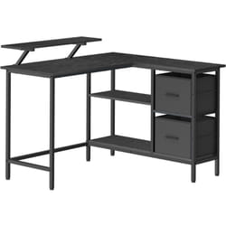 Vasagle - Bureau en Forme de l avec 2 Tiroirs Spacieux, Bureau Gaming avec Support pour Écran, Bureau d'Angle, Bureau d'Ordinateur avec Étagère