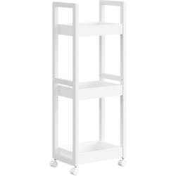 Songmics - Chariot de Salle de Bain, Étagère Mince de Salle de Bains, Chariot de Rangement à 3 Niveaux sur roulettes, Bambou, Gain de Place, 20 x 30