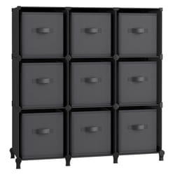 Meuble de Rangement avec Boîtes, Meuble à 9 Cases pour Vêtements, Étagères en Tissu Non-tissés, Personnalisable, Extensible, Gain de Place, Chambre,